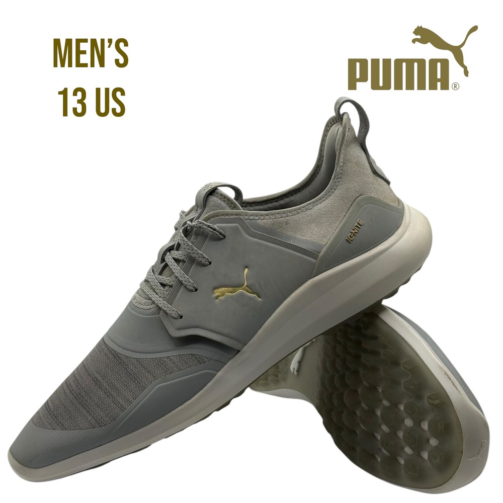 Puma Ignite NXT Golf Shoes Gray Gold Men's Size 13 US Spikeless Comfort Low Top